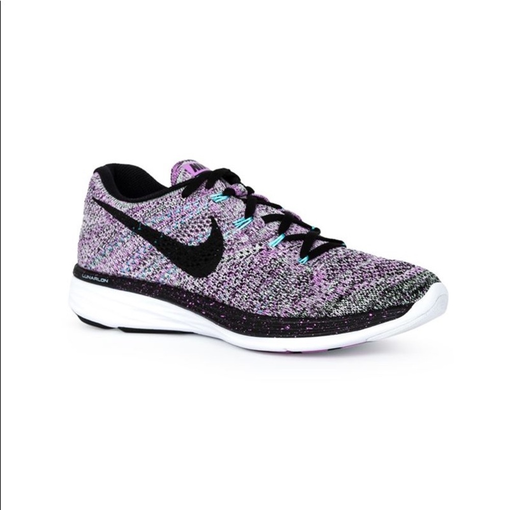 Nike Flyknit Lunar 3 Running Shoes (Purple black)